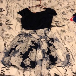 semi formal blue floral dress